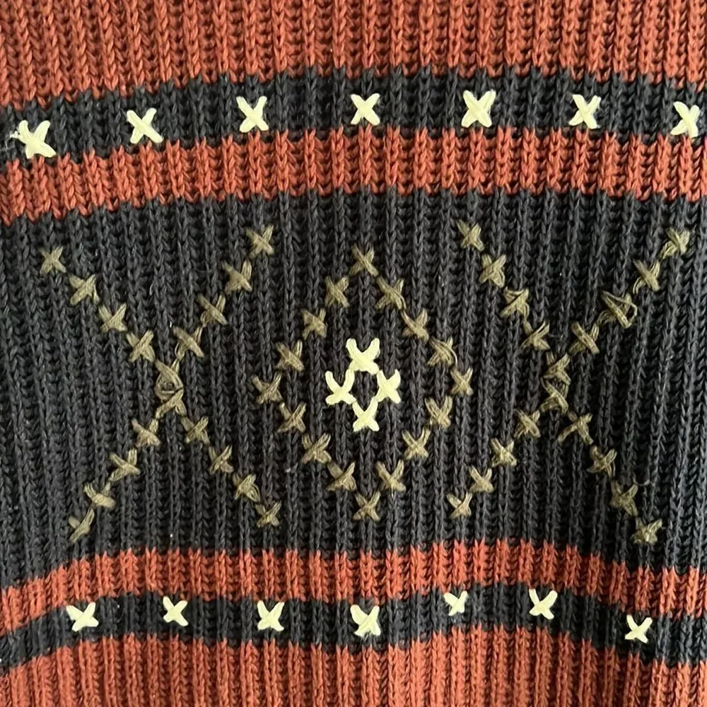 Men’s M Robert Bruce vintage Thick chunky knit sweater hand stitched detail